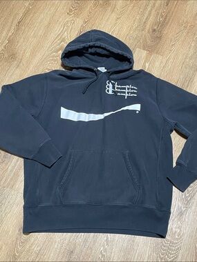 Champion Black coca-Cola Hoodie with White Graphic